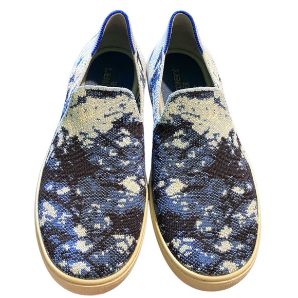 Rothy’s x The Butcher’s Daughter Limited Edition Shibori Blue Slip On Sneakers - Picture 10 of 16